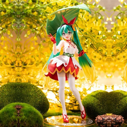 23CM Hatsune Miku Japanese Virtual Idol Singer Anime Figure Thumbelina Green Dress Girl Model Toy Gift PVC Collection Ornaments