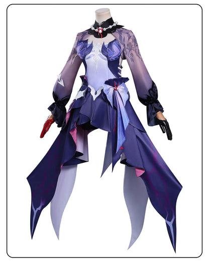 Honkai Star Rail Hysilens Cosplay Costume Wig Dress Headwear Earrings Rings Halloween Party for Women Girls Carnival Role Play