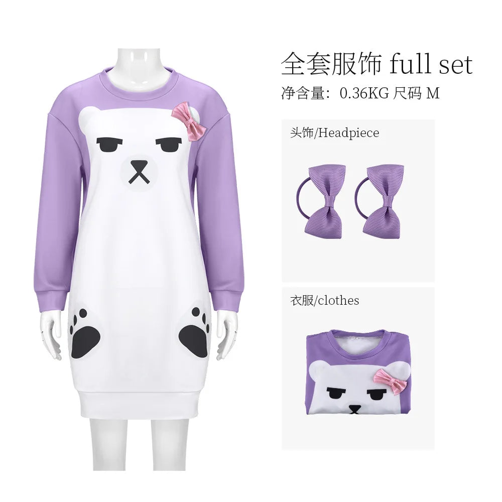 None Mira Light Purple Bear Pajamas Unisex Polyester Set - 2pcs 1 / XXXL