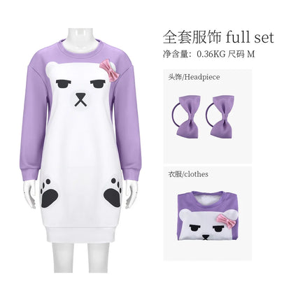 None Mira Light Purple Bear Pajamas Unisex Polyester Set - 2pcs 1 / XXXL