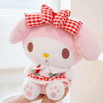 Sanrio Cartoon Plush Toy Kawali Strawberry My Melody Soft Stuffed Doll Pendant Keychain Toys Girl Kids Xmas Gift