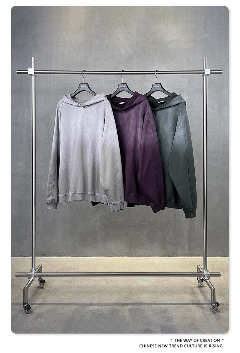 ZODF Retro Winter 370gsm Monkey Washed Hoodies For Man Unisex Oversized Off Shoulder 100% Cotton Hooded Coats Pullovers HY1136