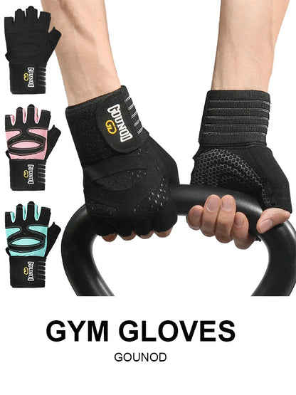 Gounod Weightlifting Gloves with Wristband Support – Breathable Anti-Slip Gym for Bodybuilding Powerlifting and Fitness
