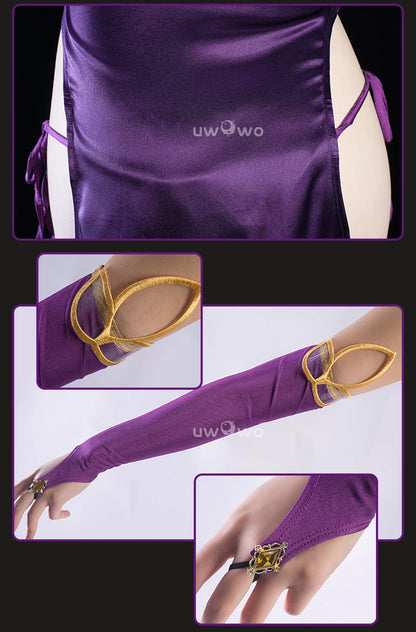 IN STOCK UWOWO C.C. Cosplay Codee Geasss: C.C. CC Purple Cheongsam Cosplay Costume Purple Dress Halloween Costume