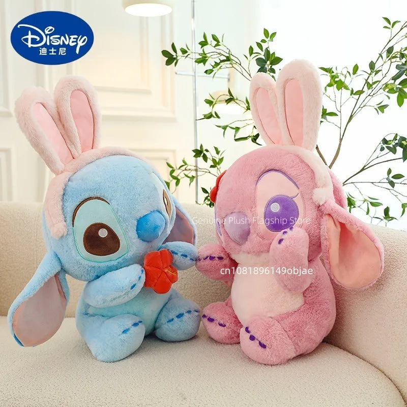 40/56/76cm Big Size Disney Stitch Angel Transformed Into A Rabbit Anime Plush Stuffed Doll Room Plushies Pillow Ornaments Gifts