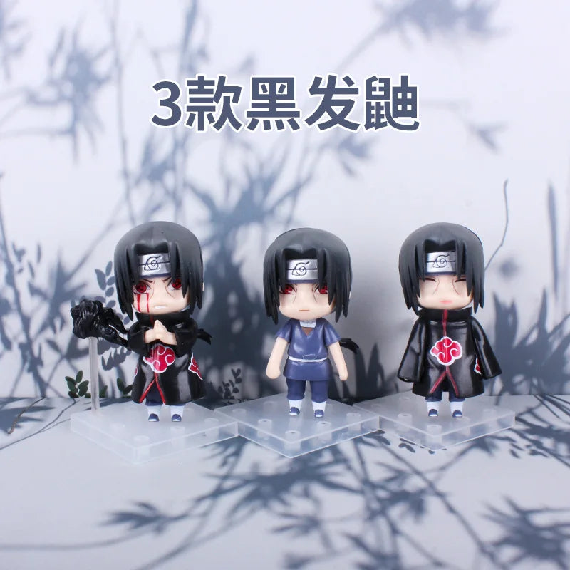 11cm 3Pcs/Set Naruto Anime Action Figure Uchiha Itachi Kakashi Cartoon Toys Itachi Akatsuki Collectible Ornament For Child Gifts