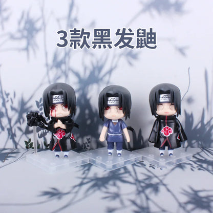 11cm 3Pcs/Set Naruto Anime Action Figure Uchiha Itachi Kakashi Cartoon Toys Itachi Akatsuki Collectible Ornament For Child Gifts