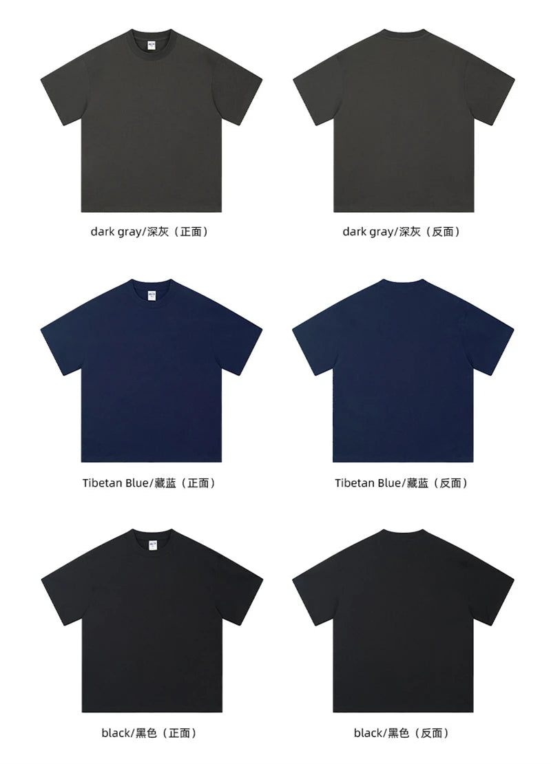 ZODF New Men Summer Boxy 275gsm Cotton T-Shirts Retro Unisex Oversized Short Version Basic T Shirt Brand Tees HY1070