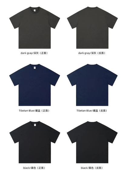 ZODF New Men Summer Boxy 275gsm Cotton T-Shirts Retro Unisex Oversized Short Version Basic T Shirt Brand Tees HY1070