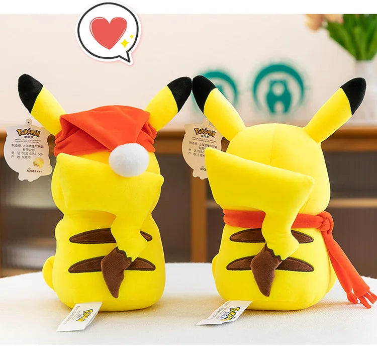Pokemon Pikachu Plush Toys Anime Pokémon Plushie Dolls 25cm Kawaii Stuffed Pillow Skiing Pikachu Christmas Gifts for Childrens