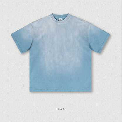 ZODF 2024 Summer Men Washed Gradient T-Shirts Unisex Women Distressed 250gsm Cotton T Shirt Brand Tees Streetwears HY0814