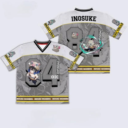 Demon Slayer Hashibira Inosuke Anime Series Number 84 Jersey Oversize Kpop Baseball Hockey Outfit T-shirt Daily Unisex Tops Tees