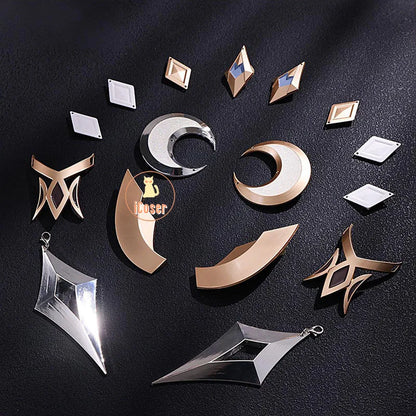 Genshin Impact Columbina Cosplay Costume Wig The Damselette Dress Eye Mask Headwear Metal Props Eleven Fatui Harbingers Women