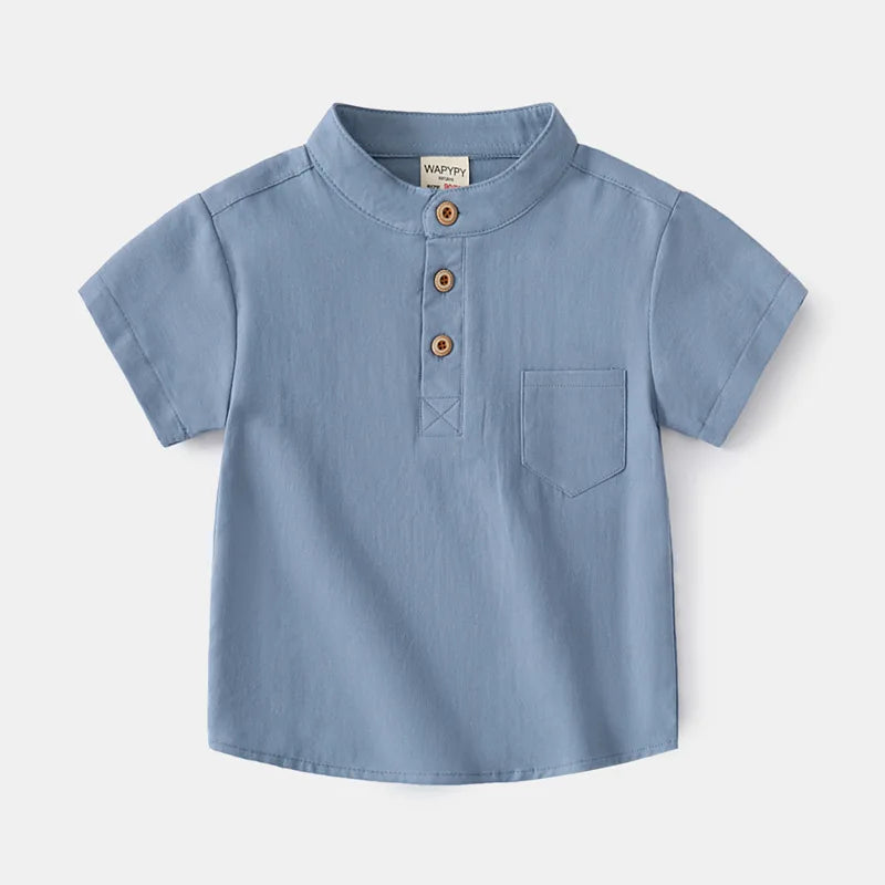 Soft Boys Shirts Summer Cotton Shirt 2 to 3 4 5 6 7 Years Kids Shirts Basic White Shirt Blue Casual Shirts Children's Clothing