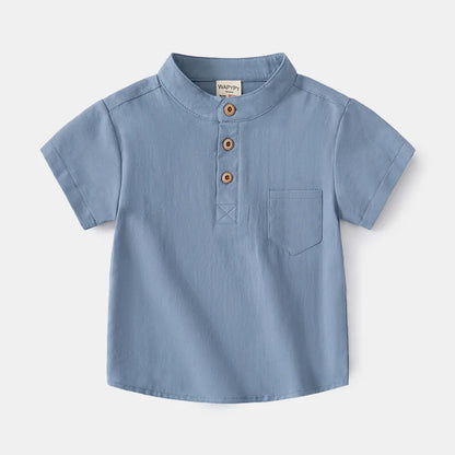 Soft Boys Shirts Summer Cotton Shirt 2 to 3 4 5 6 7 Years Kids Shirts Basic White Shirt Blue Casual Shirts Children's Clothing
