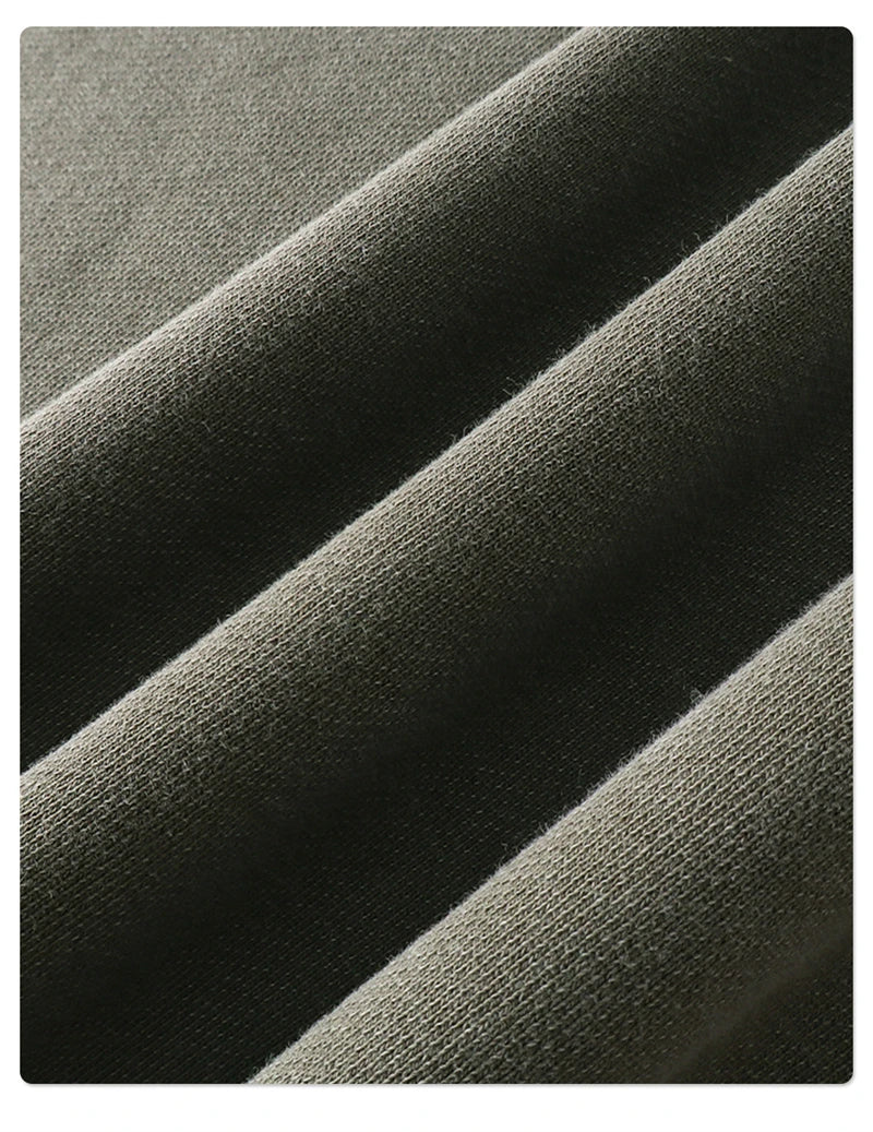 ZODF Retro Heavy Weight 400gsm Washed Cotton T-Shirts For Man Unisex Full Sleeve Turn Down Collar T Shirt Brand Tops HY1087