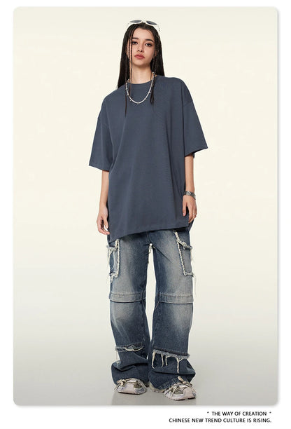 ZODF 2024 Heavy-Weight 345gsm Basic Solid T-Shirts For Men Unisex Women Summer Loose 100% Cotton T Shirt Brand Clothes HY0771