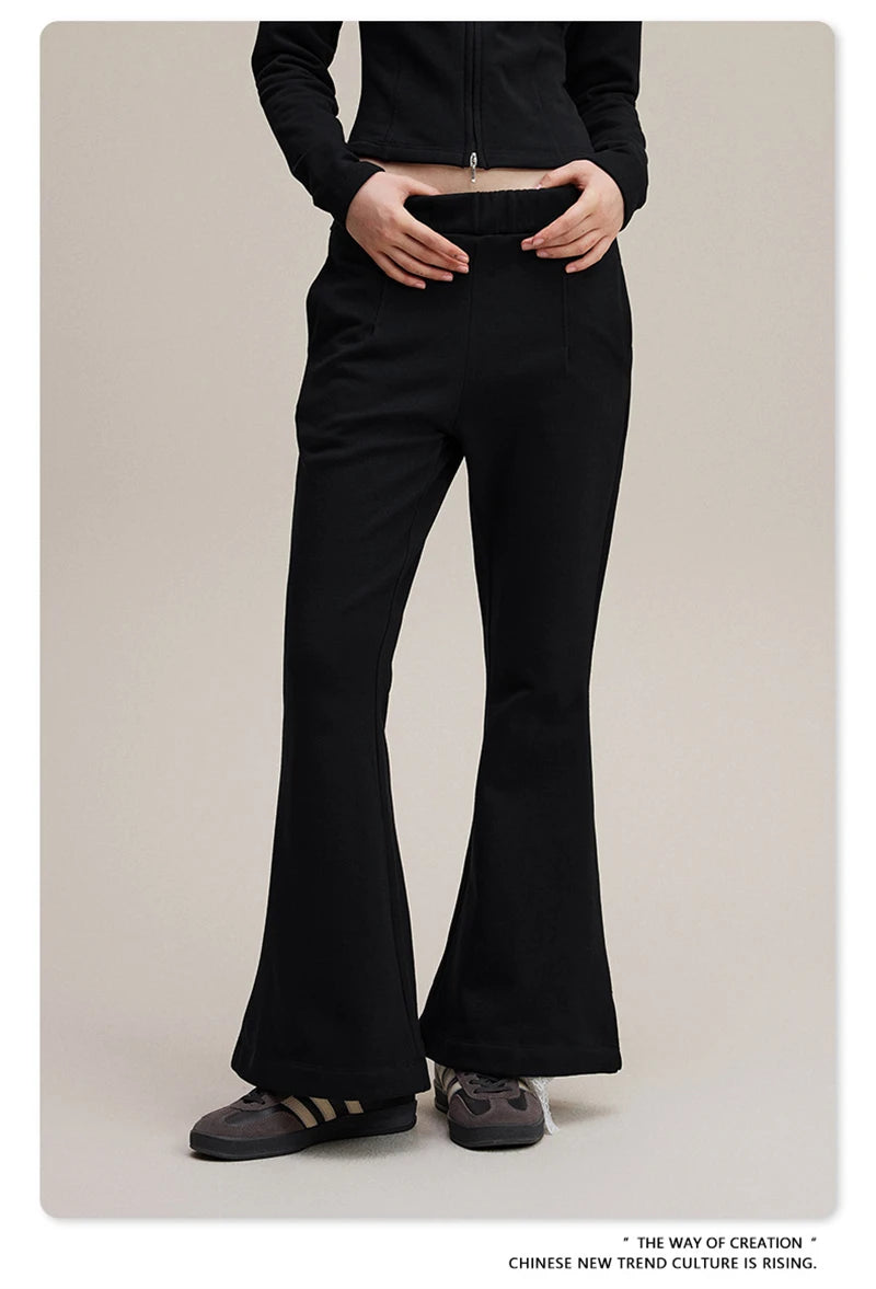 ZODF Women 2025 Autumn Sport Style Flared Pants Girls Female Mousse Muscle Sole Slimming Micro Yoga Trousers HY1095