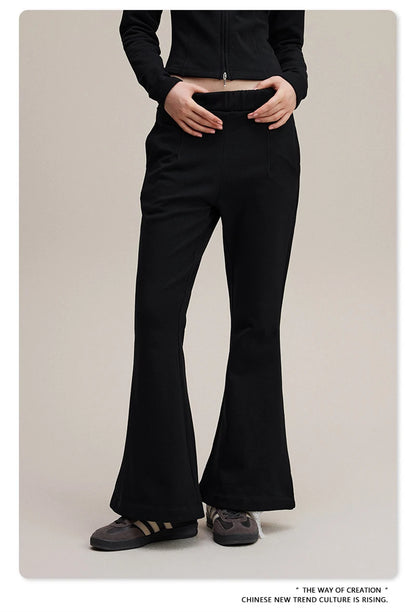 ZODF Women 2025 Autumn Sport Style Flared Pants Girls Female Mousse Muscle Sole Slimming Micro Yoga Trousers HY1095