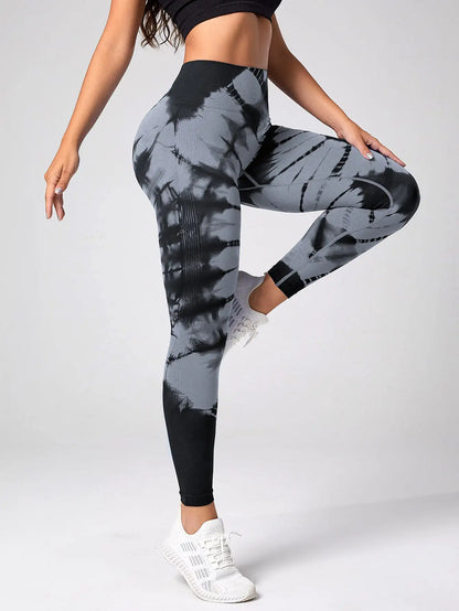 Seamless High Waist Tie Dye Leggings for Women Yoga Fitness Butt Lifting Workout Tights