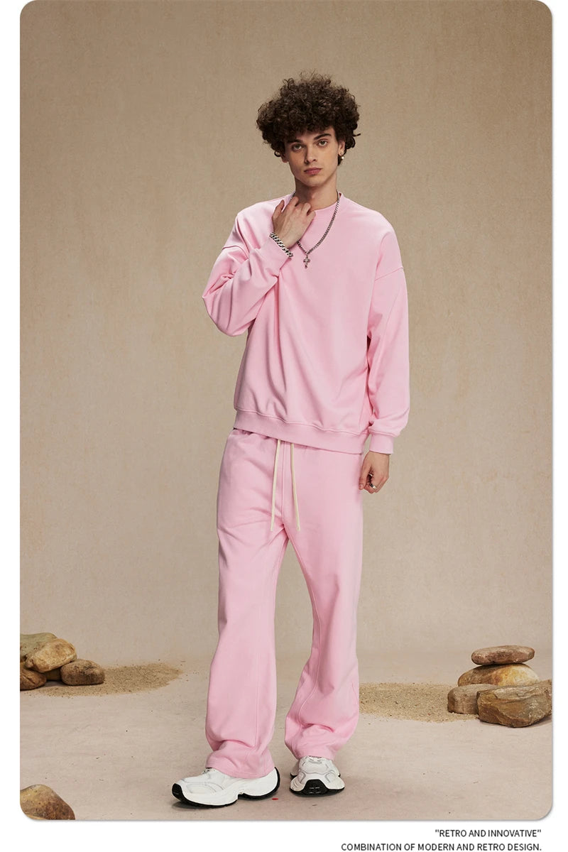 ZODF 2024 Autumn Winter Men's Basic O-Neck Sweatshirt Unisex Loose Solid 430gsm Terry Pullovers Streetwears HY0910