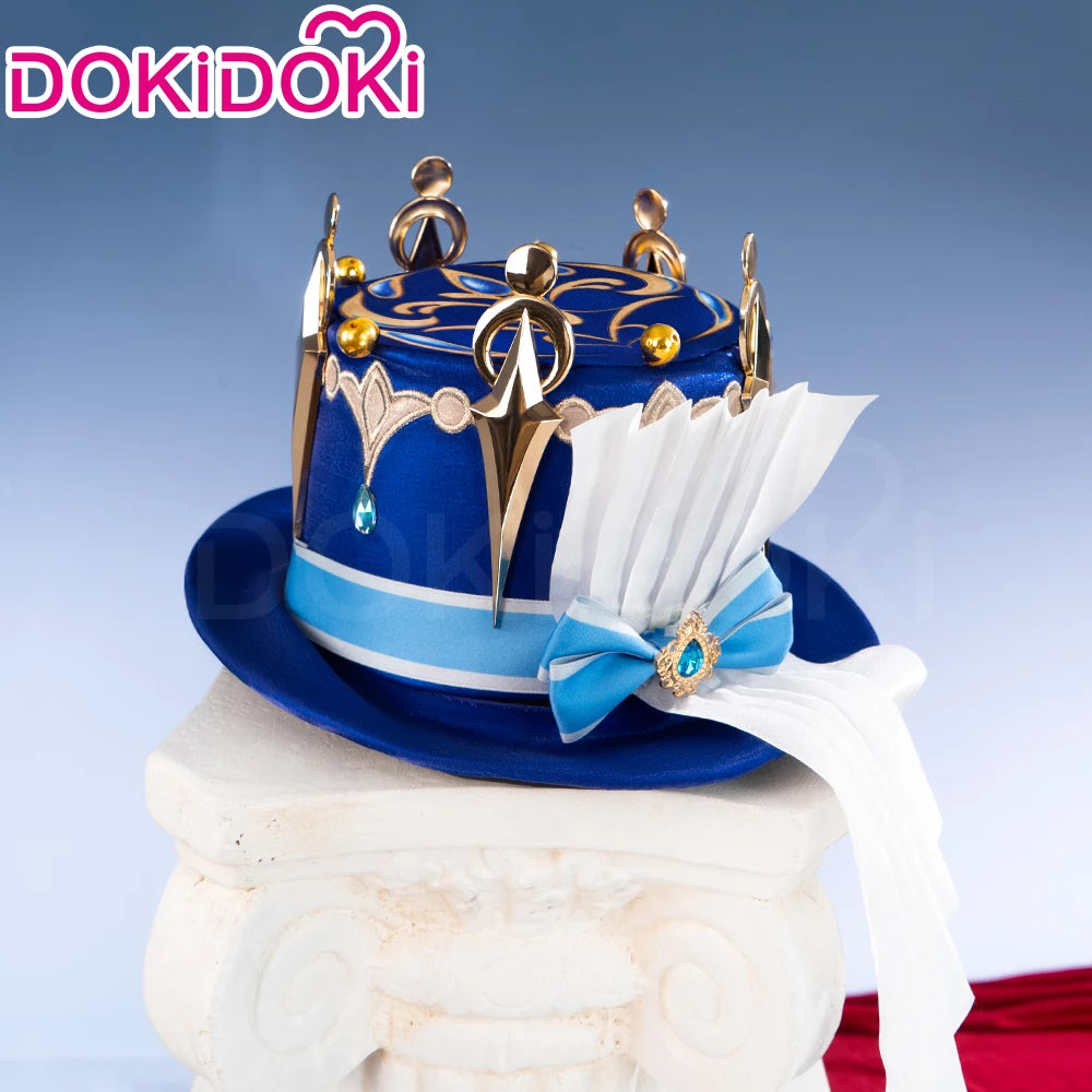 IN STOCK Focalors Furina Hat Game Genshin Impact Cosplay DokiDoki Fontaine Furina Hydro Women Blue Hat Metal Accessories Cosplay