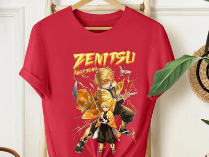 Anime ‌‌‌‌‌‌‌‌Zenitsu Agatsuma Demon Slayer T Shirt Summer Cotton Men Women Streetwear Casual Trendy Short Sleeve Couple Hip Hop