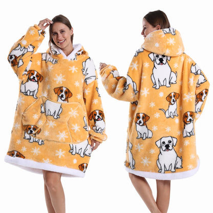 Oversized Hoodie Blanket for Adults Leopard Red Blue Black Fluffy TV Blanket Warm Thick Man Woman Winter Halloween Christmas Pjs