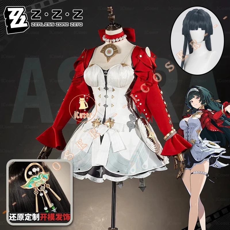 Astra Yao Cosplay Costume Wig Dress Zenless Zone Zero Uniform Headwear Earrings Stars of Lyra Halloween Party Women Girls Props
