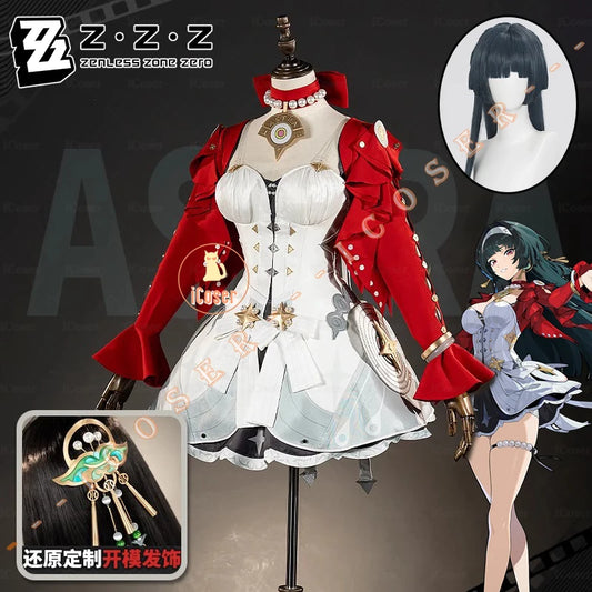 Astra Yao Cosplay Costume Wig Dress Zenless Zone Zero Uniform Headwear Earrings Stars of Lyra Halloween Party Women Girls Props