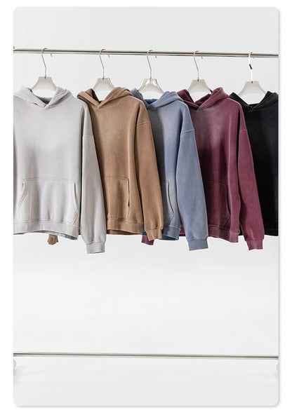 ZODF Autumn Winter Monkey Washed Fleece Hoodies For Men Unisex Basic 360gsm Warm Knitted Hooded Pullovers Coats HY0903