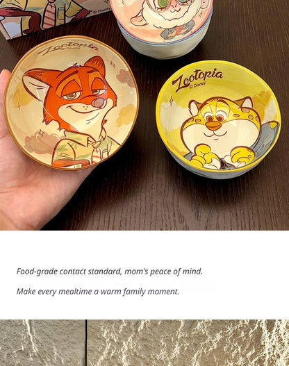 New Zootopia Disney Judith Nick 4 Cute Cartoon Ceramic Rice Bowl Home Festival Gift High Beauty Tableware