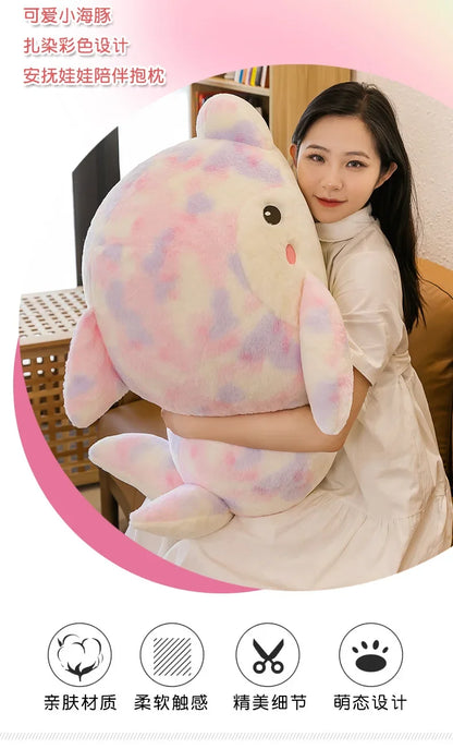 50-80cm Kawaii Fantastic Rainbow Colorful Plush Dolphin Stuffed Animals Doll Decoration Birthday Gifts Soft Pillow Children Gift