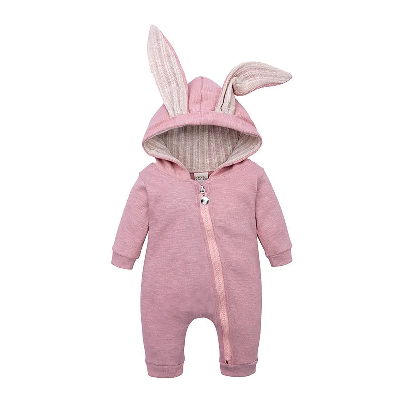 Baby Rompers Boys Girls Newborn 0 to 3 6 9 12 18 Months Boutique Cotton Long Sleeve Rabbit Ear Infant Onesie Spring Fall Clothes