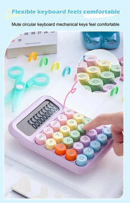 Keyboard Calculator Office 12-digit Mechanical Buttons Calculator Cute Candy Color School Supplies Students/Finance Stationery