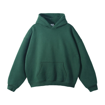 ZODF New Thick 350gsm Fleece Hooded Hoodies For Men Unisex Winter Oversized Loose Basic Solid Sweatshirts Pullovers Coats HY0631