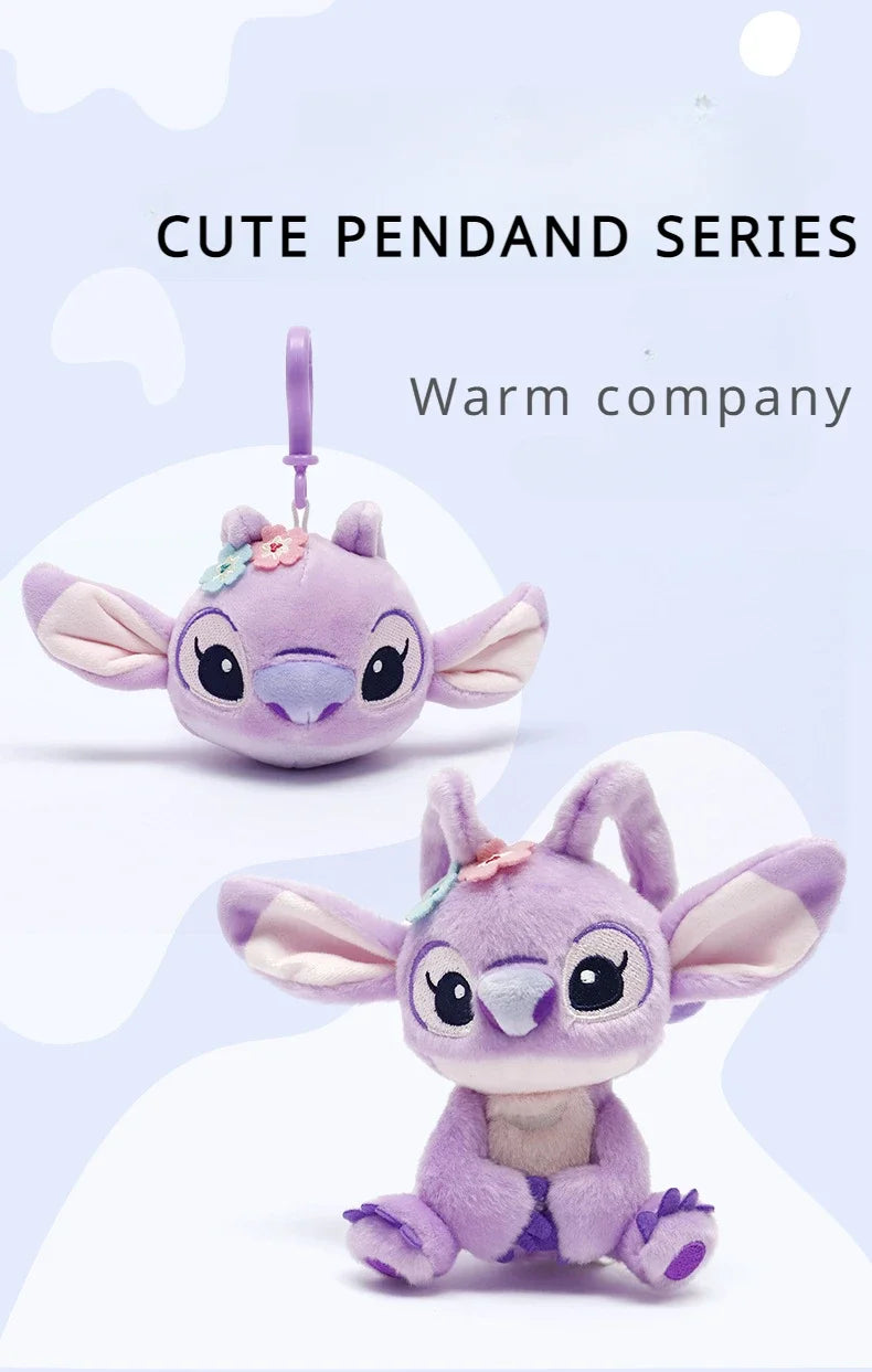 Hot Kawaii Disney Stitch Angel Plush Stuffed Toys Purple Anime Lilo&Stitch Doll Cute Keychain Pendant Birthday Gift For Kid Girl