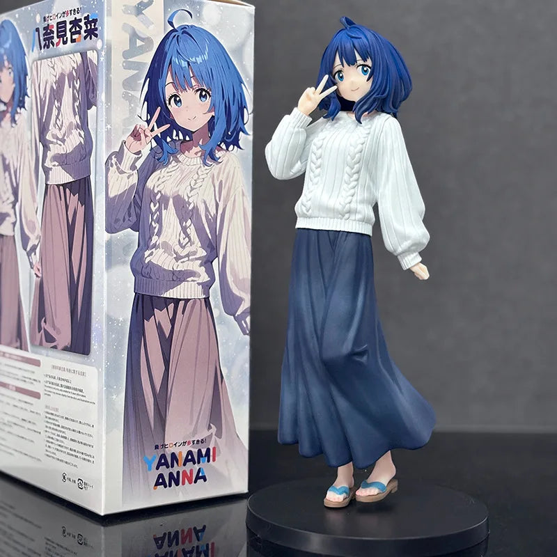 23cm Makeine: Too Many Losing Heroines!  Anna Yanami Figure Cute Bishoujo PVC Collectible Model Desk Decor Toy For Anime Fans