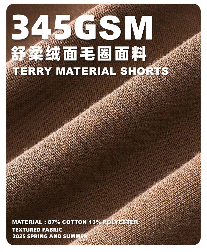 ZODF Trendy 2025 Men Summer Patchwork 345gsm Shorts Unisex Casual High Street Loose Fit Sport Solid Shorts Streetwears HY1053