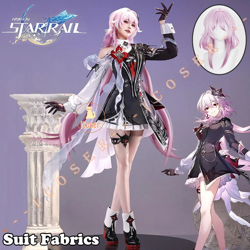 Honkai Star Rail Evernight March 7th Cosplay Costume Wig Dress Headwear Mysterious Foreign Guest Amphoreus Halloween Party Women