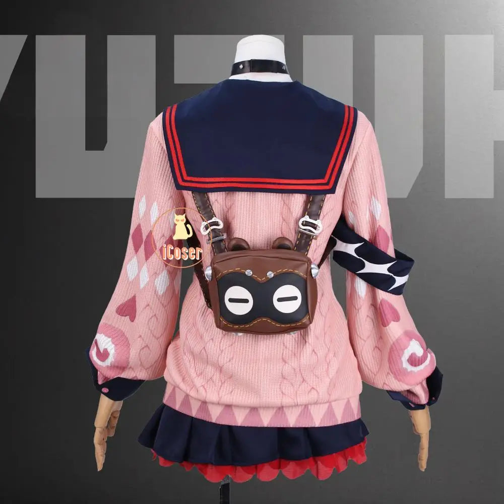 Zenless Zone Zero Ukinami Yuzuha Cosplay Costume Wig Skirt Uniform Earrings Headwear Spook Shack Halloween Party for Women Girls