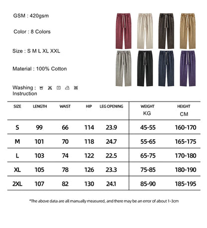 ZODF Retro Autumn Winter 420gsm Batik Washed 100% Cotton Loose Straight Pants for Men Unisex Streetwear HY0937
