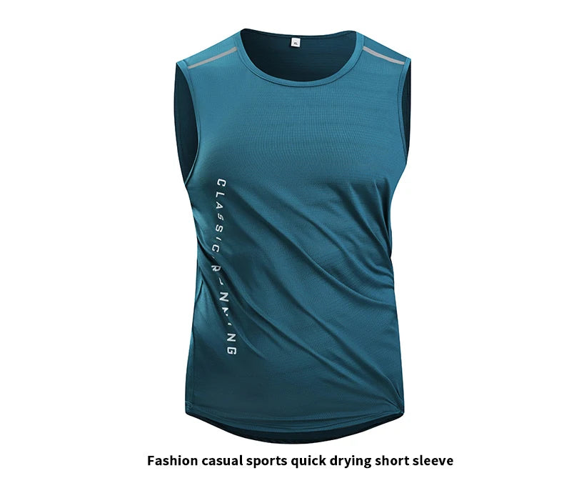 Chrlck Men’s Quick Drying Running Vest Breathable Mesh Sleeveless Gym Fitness Tank Top