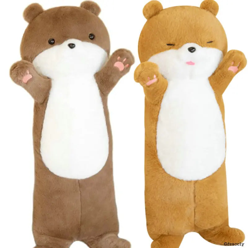 Super Soft Long Size Standing Otter Plushie Stuffed Hair Plush Lifelike Bear Aquatic Doll Toys Hug Throw Pillow Cushion Kids