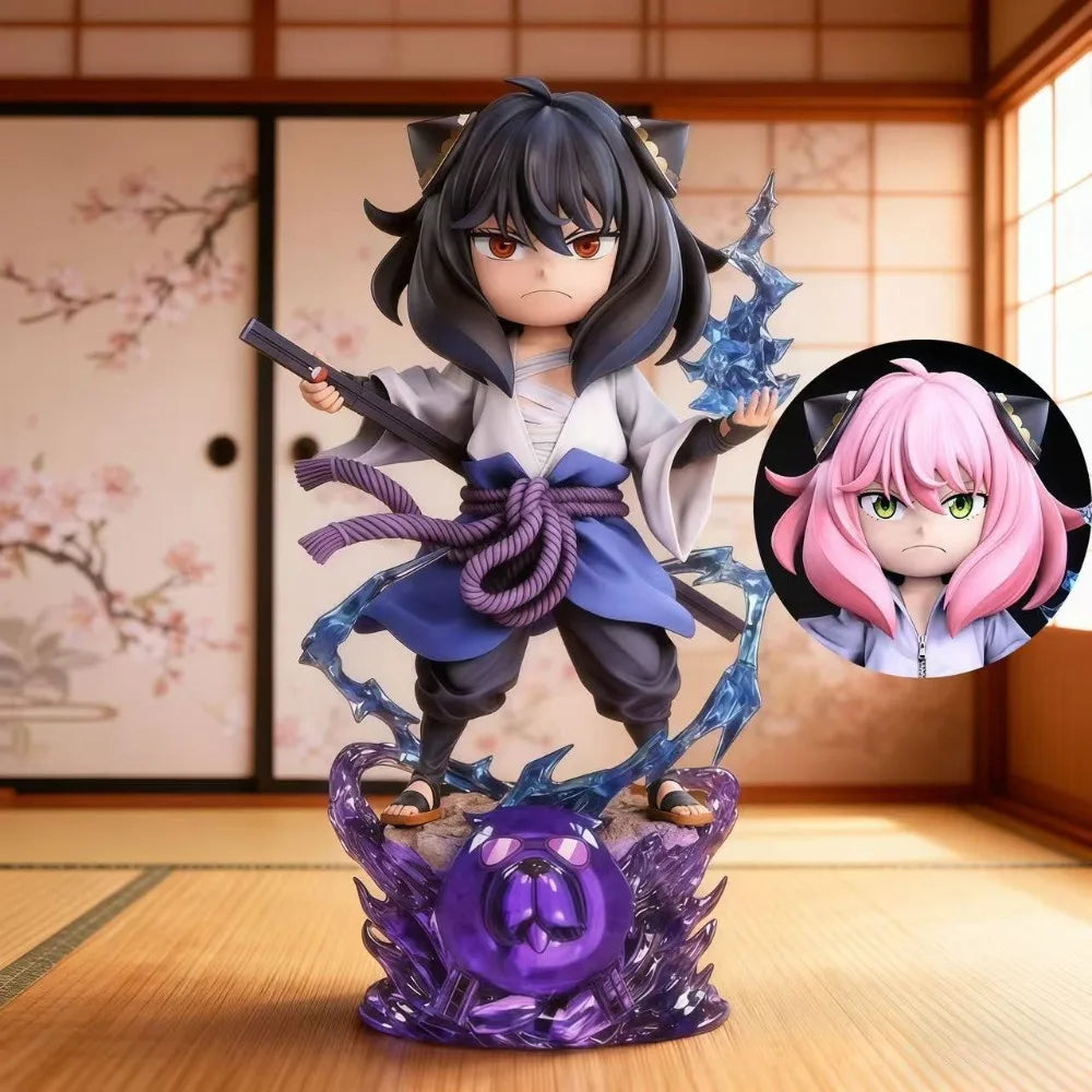 18.5cm Anime NARUTO Uchiha Sasuke PVC Action Figure Anya Forger Cosplay Statue Model Toy Gift