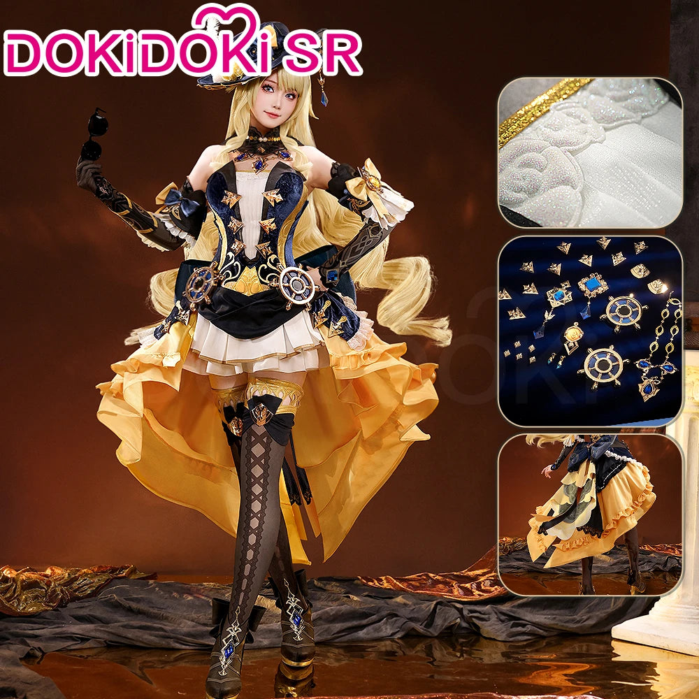 IN STOCK Navia Cosplay Costume Game Genshin Impact DokiDoki-SR Women Halloween Costume Metal Accessories Medieval Navia Wig