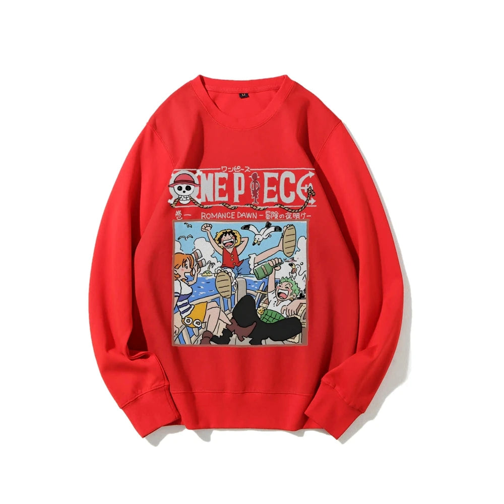 Unisex Anime One Piece Sweatshirt Casual Streetwear Men Women Pullover Hoodie Graphic Sweater Long Sleeves Top Autumn Trendy