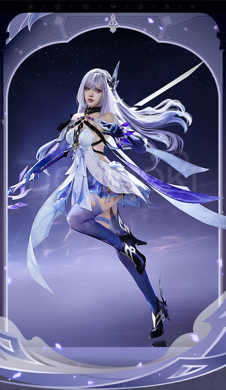 Skirk Cosplay Costume Game Genshin Impact【S-2XL】DokiDoki-SR Skirk Wig Women Halloween Costume Plus Size