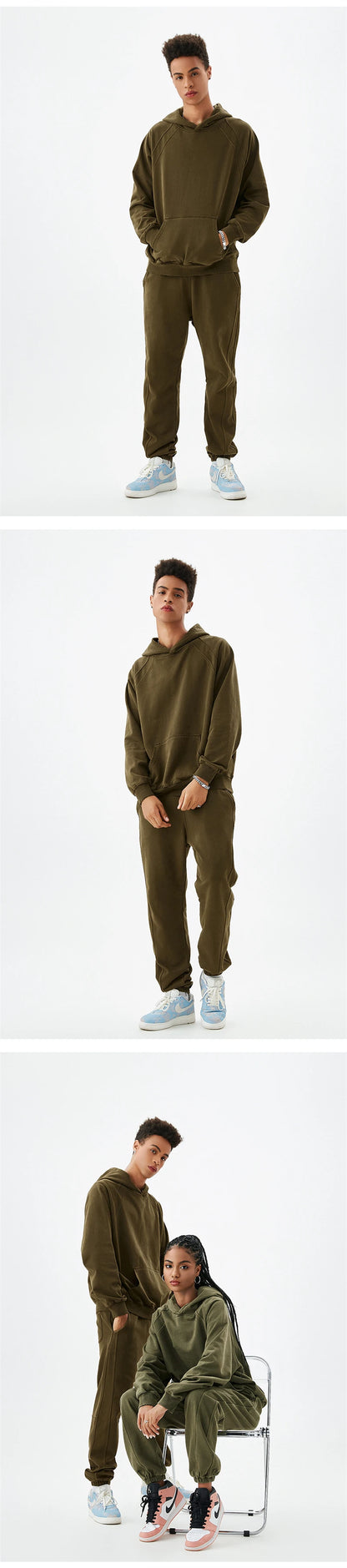 ZODF New Autumn Winter Batik Washed Cotton Sweatpants For Men Unisex Distressed Patchwork Loose 420gsm Sport Jogger Pants HY0724