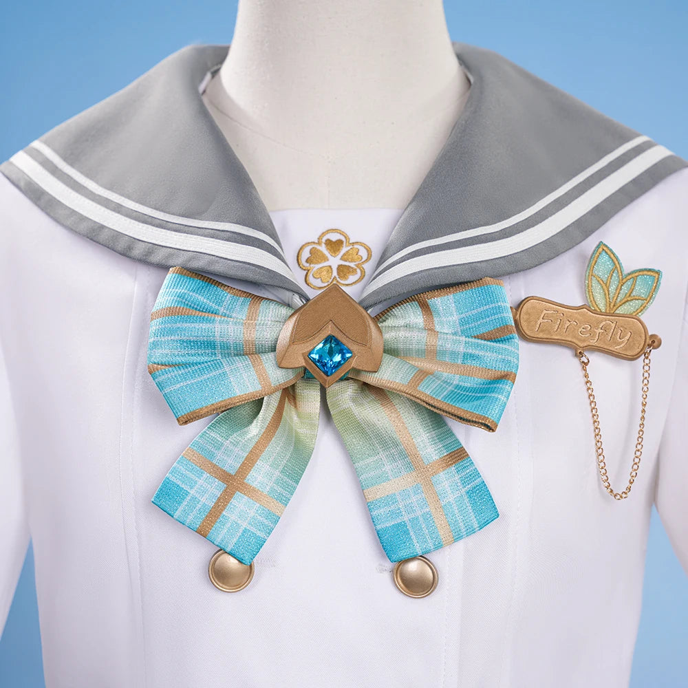 iCoser Honkai Star Rail Firefly Cosplay Costume Spring Missive Uniform Headwear Socks Halloween Party for Women Girls Cos Gifts